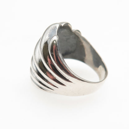 925 Sterling Silver Vintage Modernist Wing Oxidized Ring Size 7