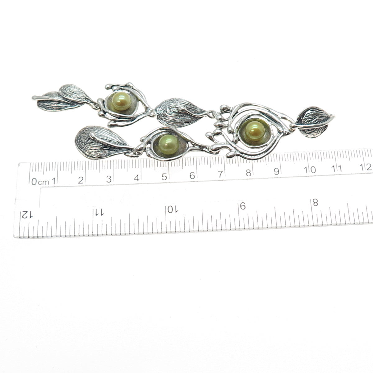 HAGIT GORALI Sterling Silver Vintage Israel Real Pearl Modernist Charm Pendant