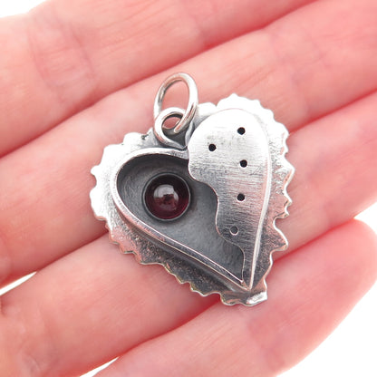 Jonathan Gordon Sterling Silver Vintage Real Tourmaline Modernist Heart Pendant