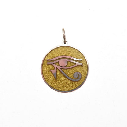 925 Sterling Silver Yellow Enamel Egyptian Eye of Horus Charm Pendant