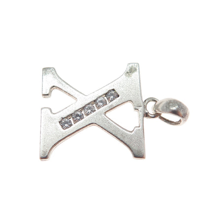 925 Sterling Silver Round-Cut C Z Letter X Minimalist Charm Pendant