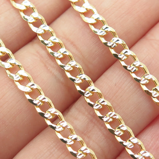 P. LUX 925 Sterling Silver Gold Plated Italy Diamond-Cut Curb Chain Necklace 22"