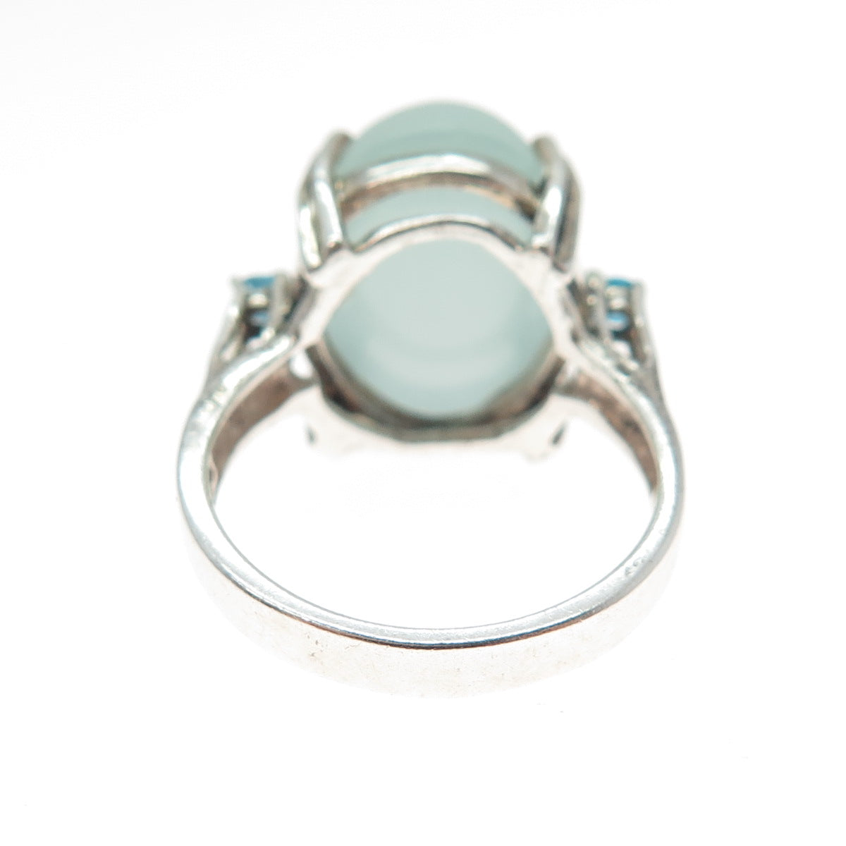 925 Sterling Silver Vintage Real Milky Aquamarine & Apatite Ring Size 7.5