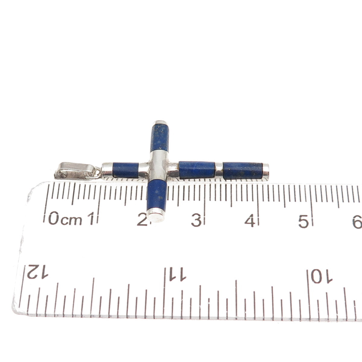 Old Pawn Sterling Silver Vintage Southwestern Lapis Cross Tribal Charm Pendant