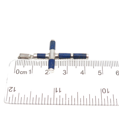 Old Pawn Sterling Silver Vintage Southwestern Lapis Cross Tribal Charm Pendant