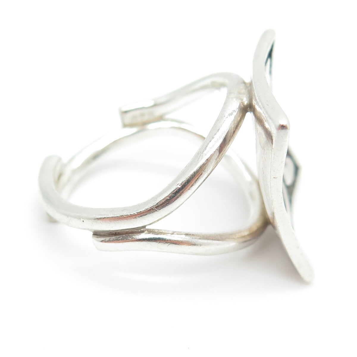 925 Sterling Silver Vintage Tribal Adjustable Ring Size 8.75
