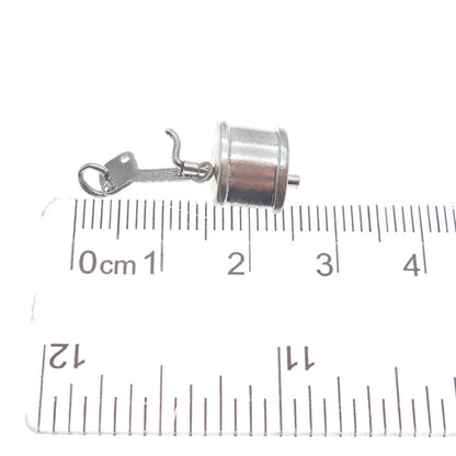 925 Sterling Silver Antique Art Deco Coffee Grinder Minimalist Charm Pendant