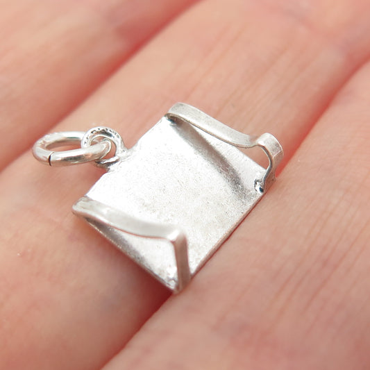 925 Sterling Silver Vintage Men At Work Table Card Minimalist Charm Pendant