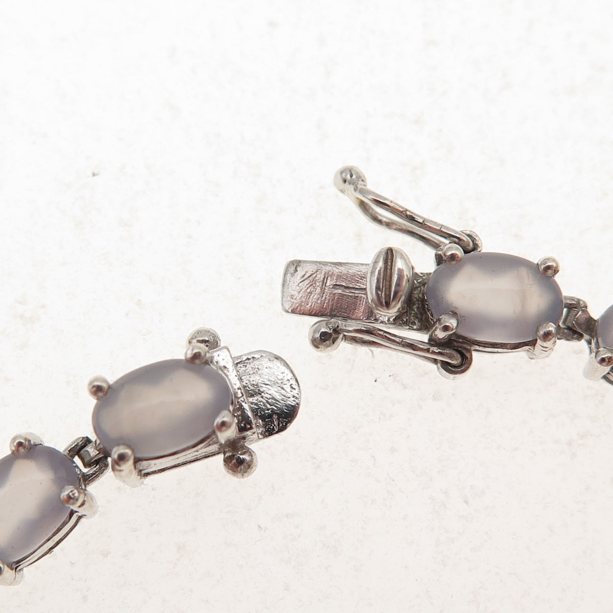 Chapal Zenray 925 Sterling Silver Real Oval-Cut Chalcedony Bracelet 7"