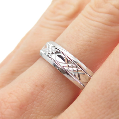 925 Sterling Silver Diamond-Cut Crisscross Band Ring Size 10.25