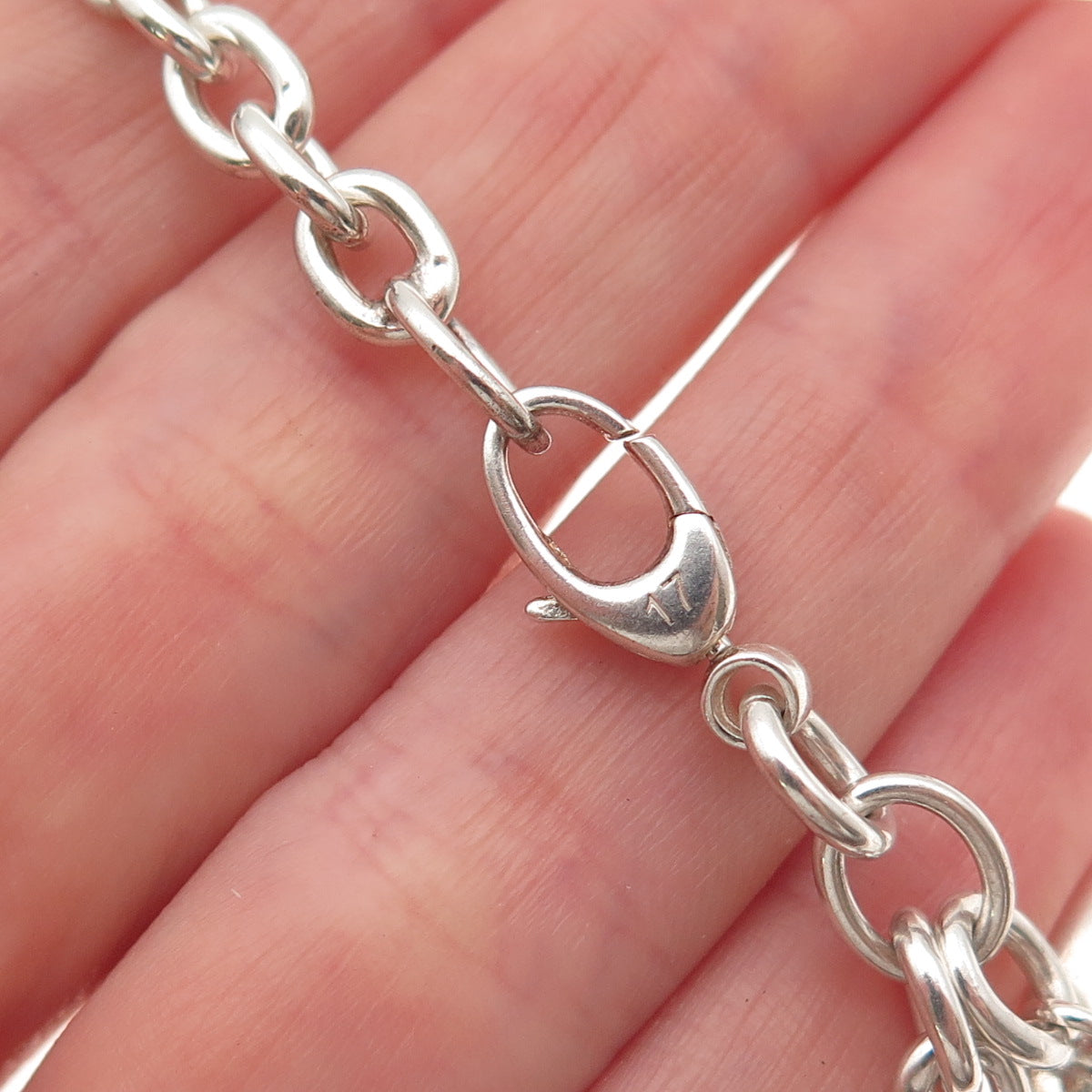 Gucci 925 Sterling Silver Vintage Interlocking G Cable Link Bracelet 7"