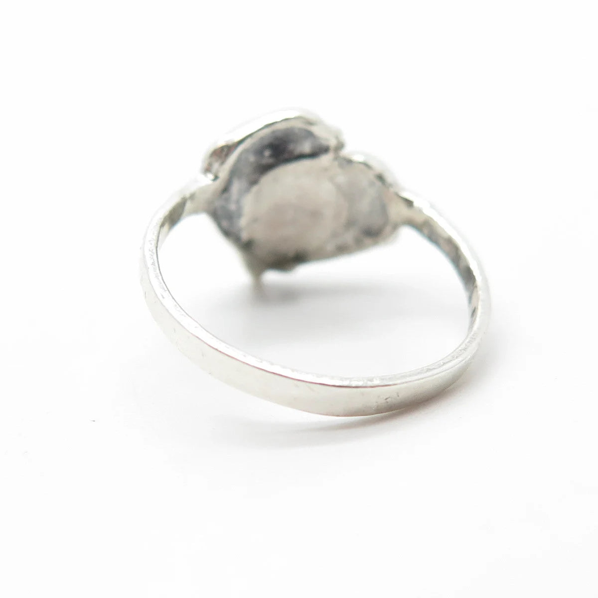 925 Sterling Silver Vintage Real Black Onyx Gem Couple of Dolphins Ring Size 4