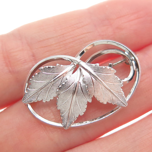 VD VAN DELL 925 Sterling Silver Vintage Leaf Pin Brooch