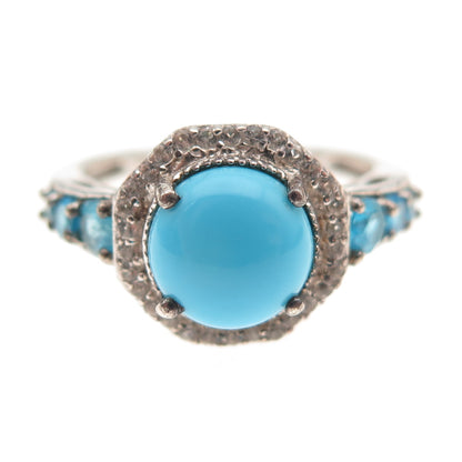 Chuck Clemency 925 Sterling Silver Real Turquoise Apatite & Topaz Ring Size 8.25