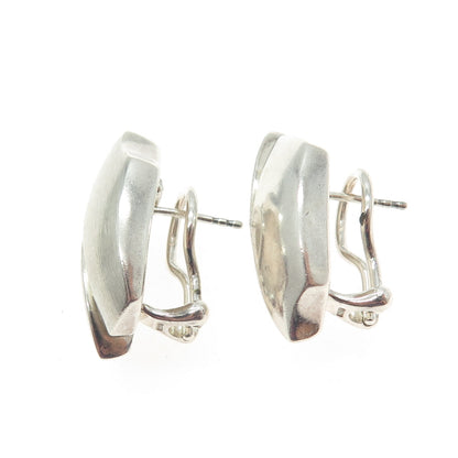 925 Sterling Silver Vintage Modernist Wavy Omega Back Earrings