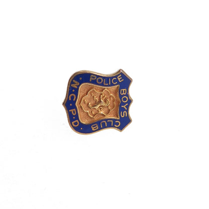 UNITED EMBLEM CO. NY Gold Plated Vintage Enamel Police Boys Club Tie Tack Pin