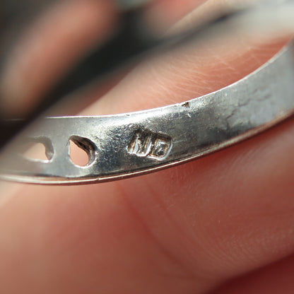 925 Sterling Silver Vintage Modernist Leaf Ring Size 7