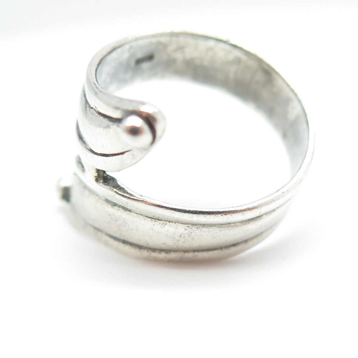 925 Sterling Silver Vintage Modernist Leaf Overlap Ring Size 6.25
