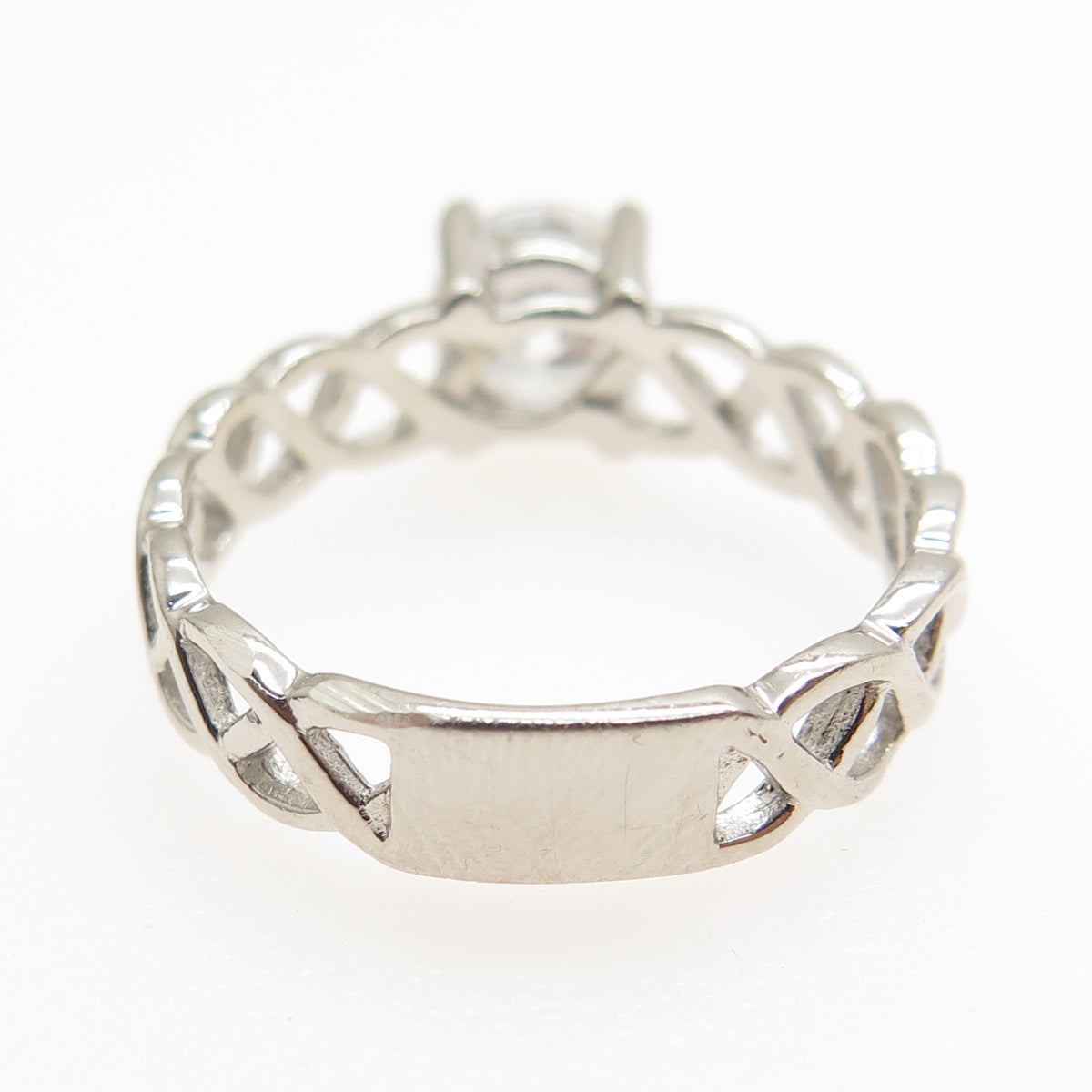 925 Sterling Silver Vintage Round-Cut C Z Woven Engagement Ring Size 7