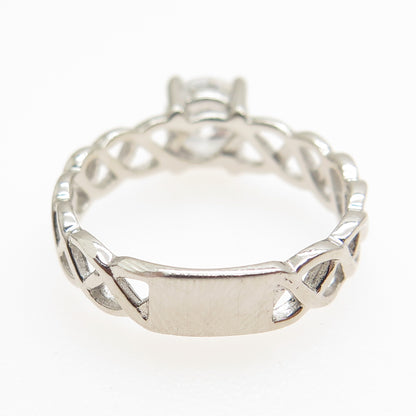 925 Sterling Silver Vintage Round-Cut C Z Woven Engagement Ring Size 7
