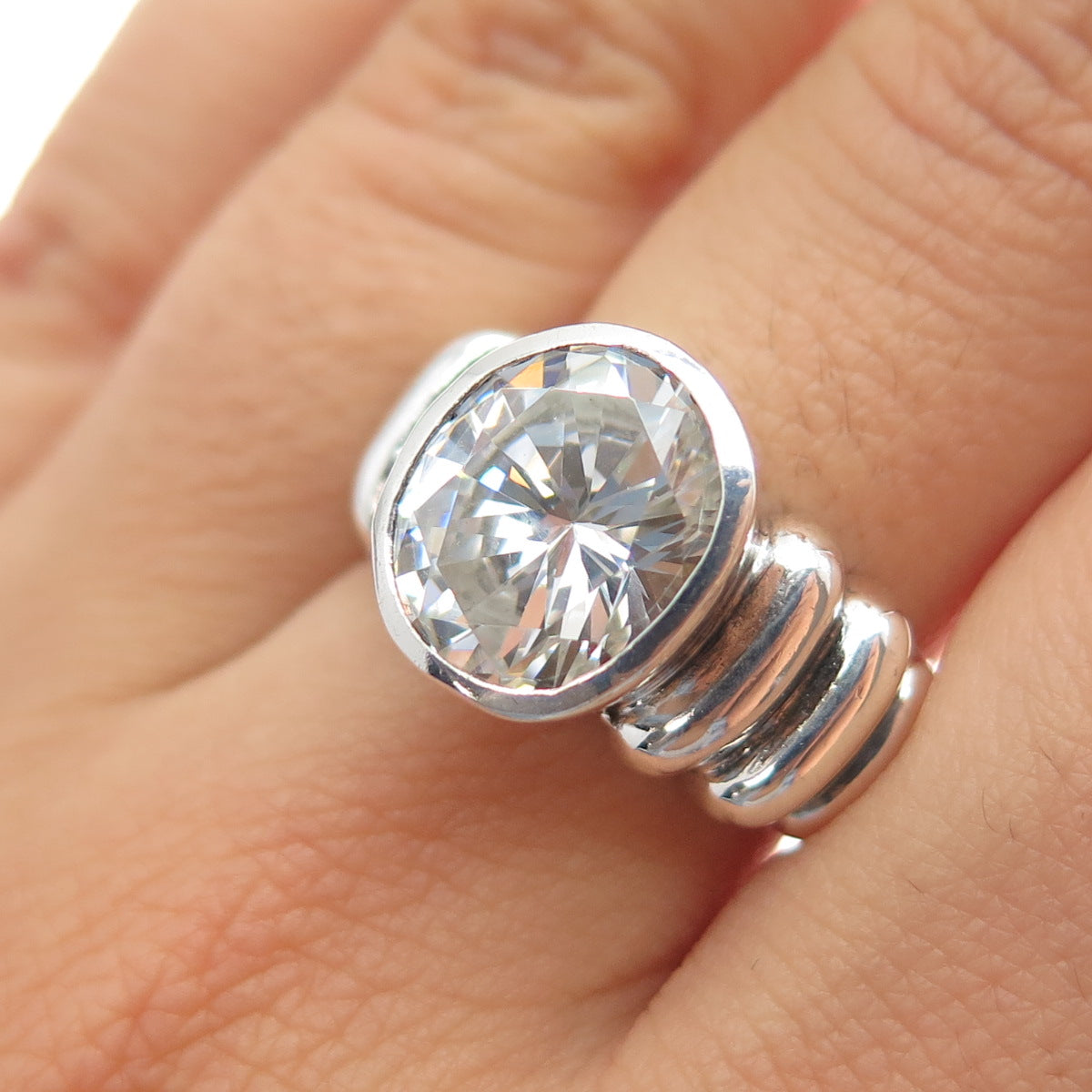 Gioia Clavenzani & Ivano Ghinelli 925 Sterling Silver Vintage C Z Ring Size 7.75