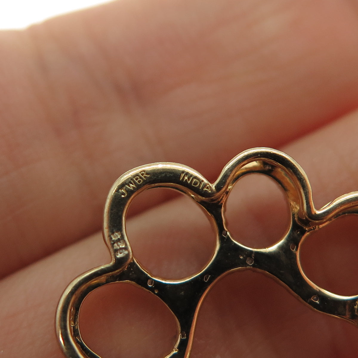 JANE SEYMOUR Sterling Silver Gold Plated Real Diamond Dog Paw Slide Mini Pendant