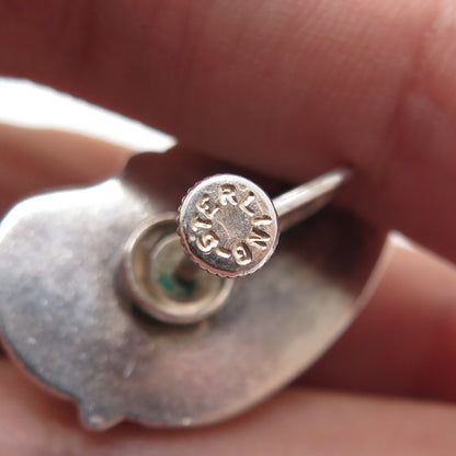 Old Pawn 925 Sterling Silver Vintage Sodalite Floral Tribal Screw Back Earrings