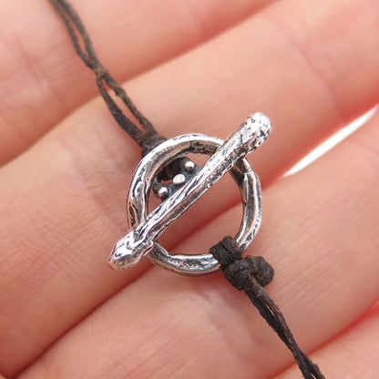 925 Sterling Silver Vintage Real Labradorite Figaro Chain Necklace 14"