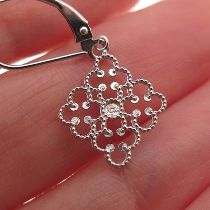 Jacmel Mauritius 14K White Gold Floral Dangle Earrings
