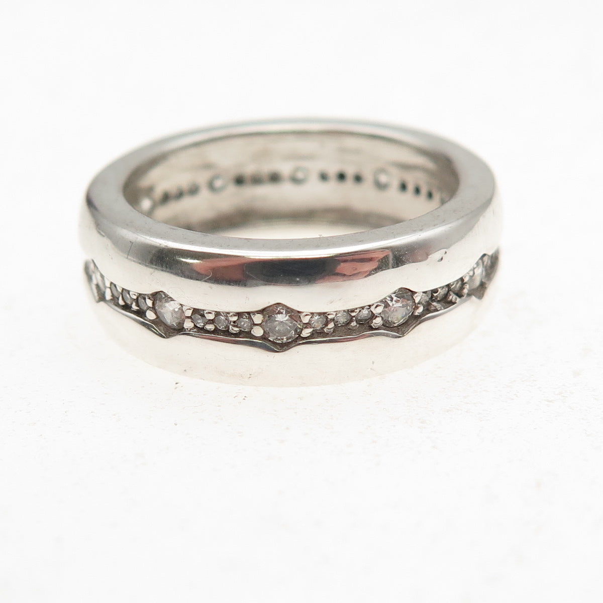 925 Sterling Silver Round-Cut C Z All Around Eternity Band Ring Size 7