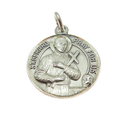 925 Sterling Silver Antique St. Gerard St. Mary & Baby Jesus Religious Pendant