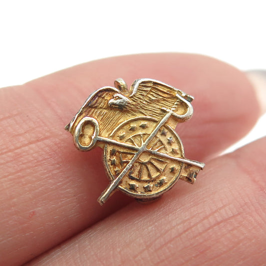 925 Sterling Silver Gold Plated Antique WWII US Army Quartermaster Officer Pin