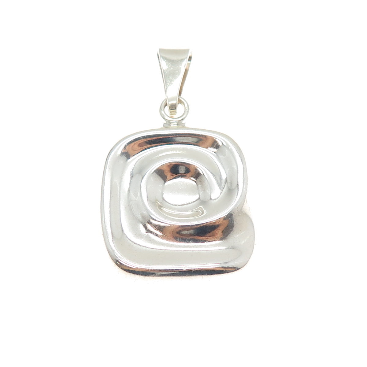 925 Sterling Silver Vintage Modernist Spiral Charm Pendant