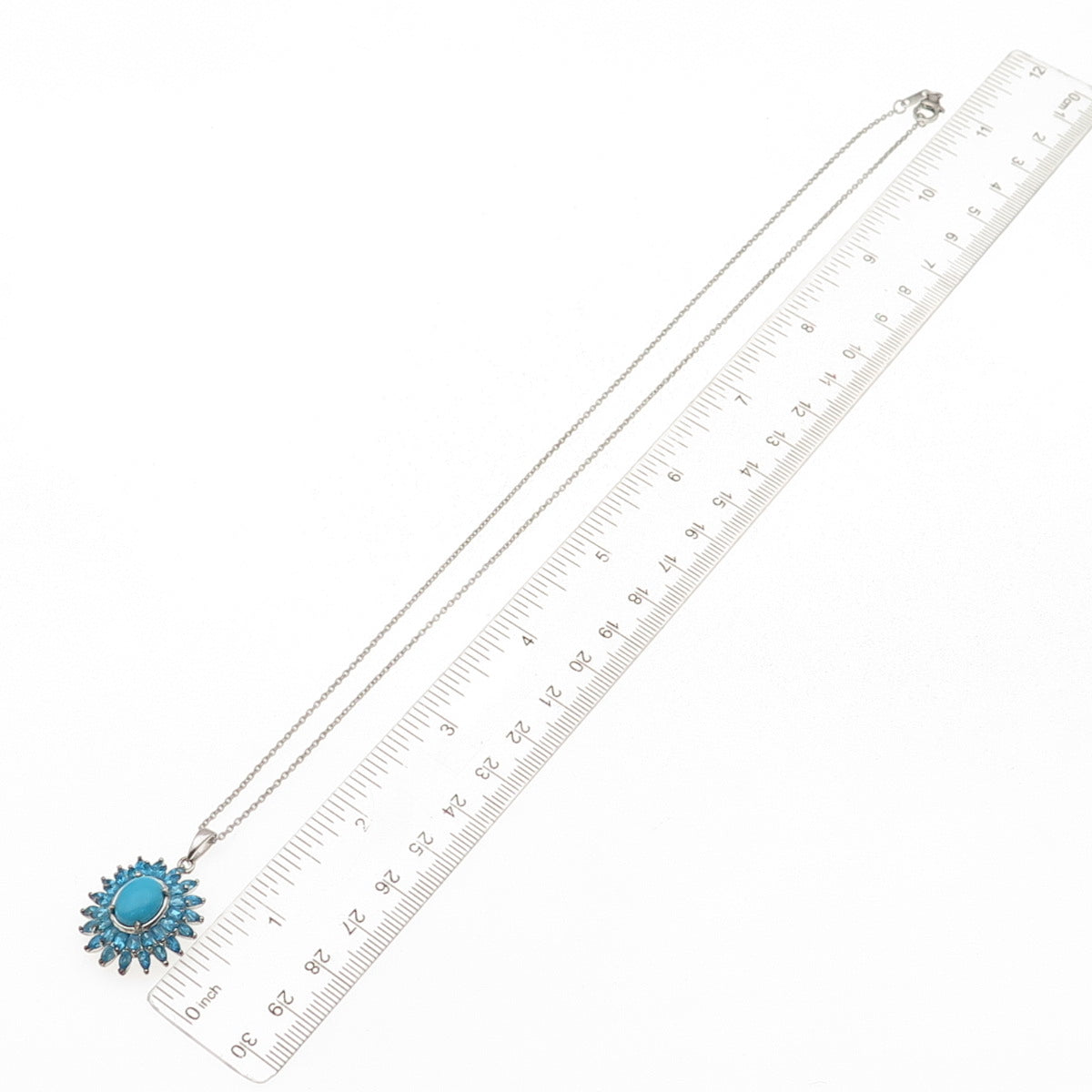 D'Joy Sterling Silver Real Sleeping Beauty Turquoise Apatite Chain Necklace 20"