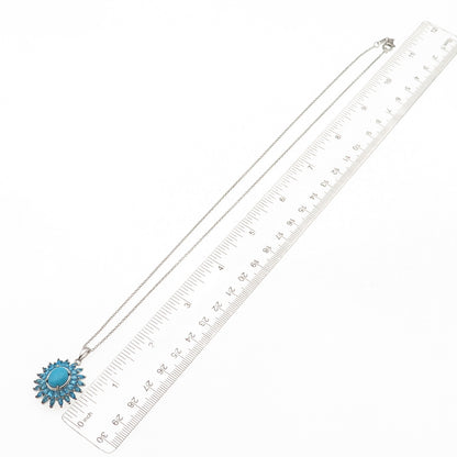 D'Joy Sterling Silver Real Sleeping Beauty Turquoise Apatite Chain Necklace 20"