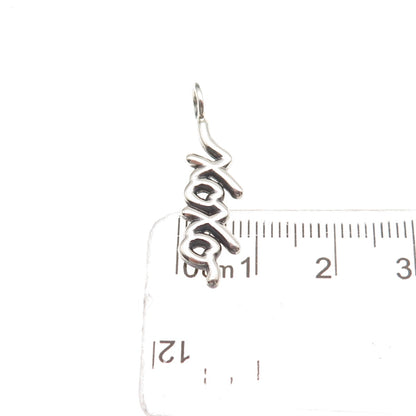 925 Sterling Silver Vintage XOXO Hugs & Kisses Oxidized Charm Pendant