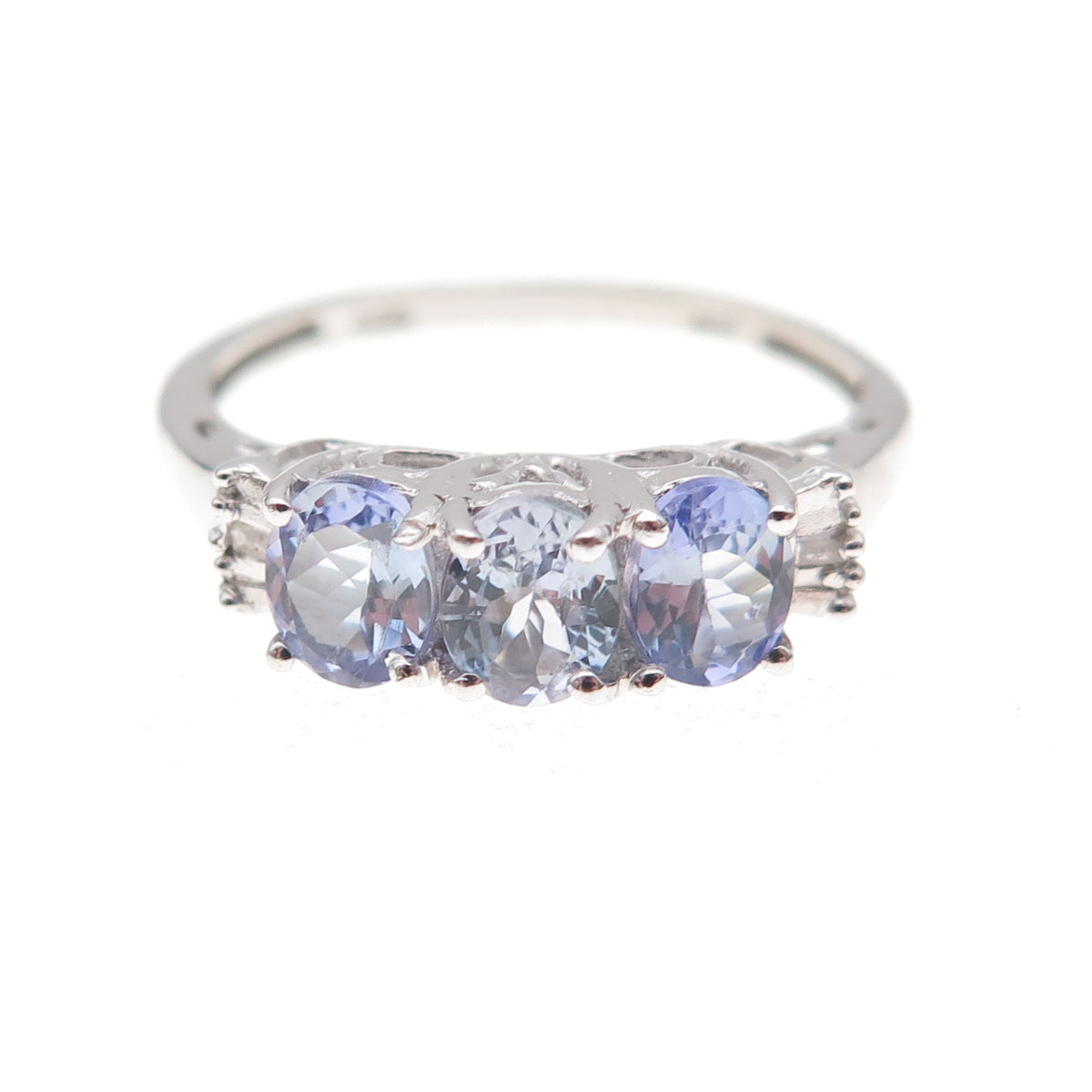 Chuck Clemency 925 Sterling Silver Real Diamond & Iolite Ring Size 8.25