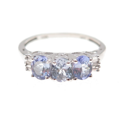 Chuck Clemency 925 Sterling Silver Real Diamond & Iolite Ring Size 8.25