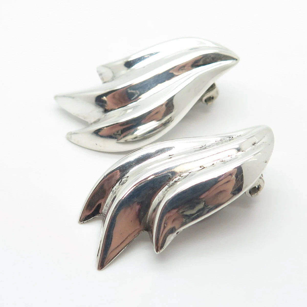 925 Sterling Silver Vintage Ribbed Clip On Earrings