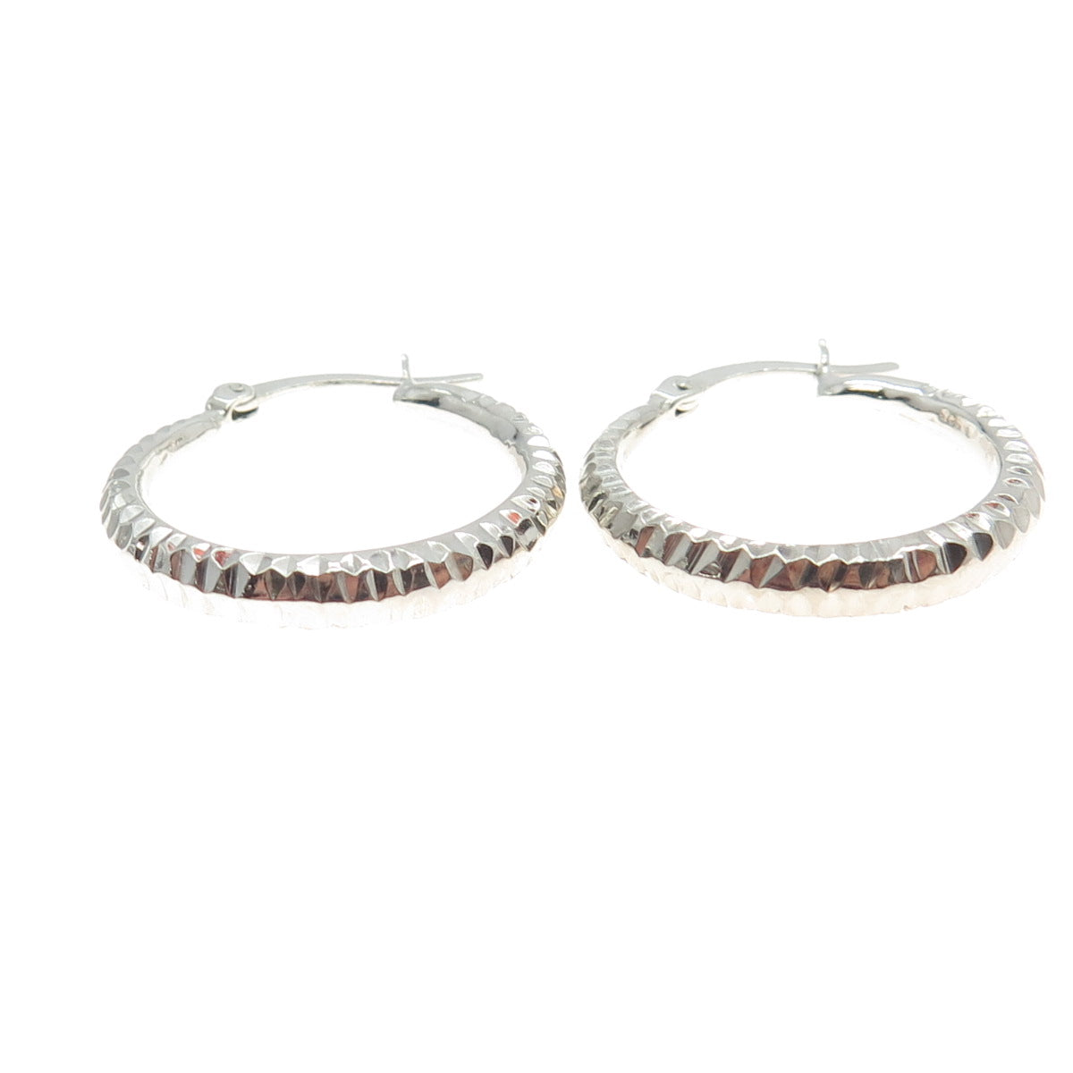 HANIN 925 Sterling Silver Textured Hinged Hoop Earrings