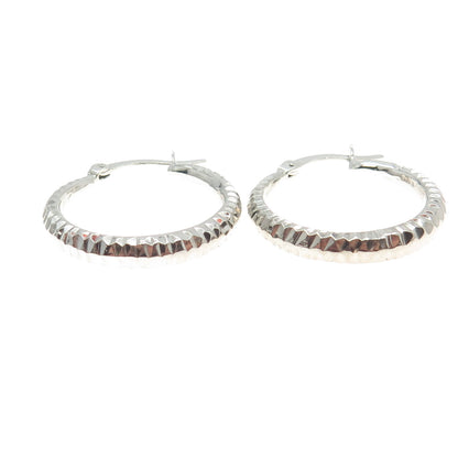 HANIN 925 Sterling Silver Textured Hinged Hoop Earrings