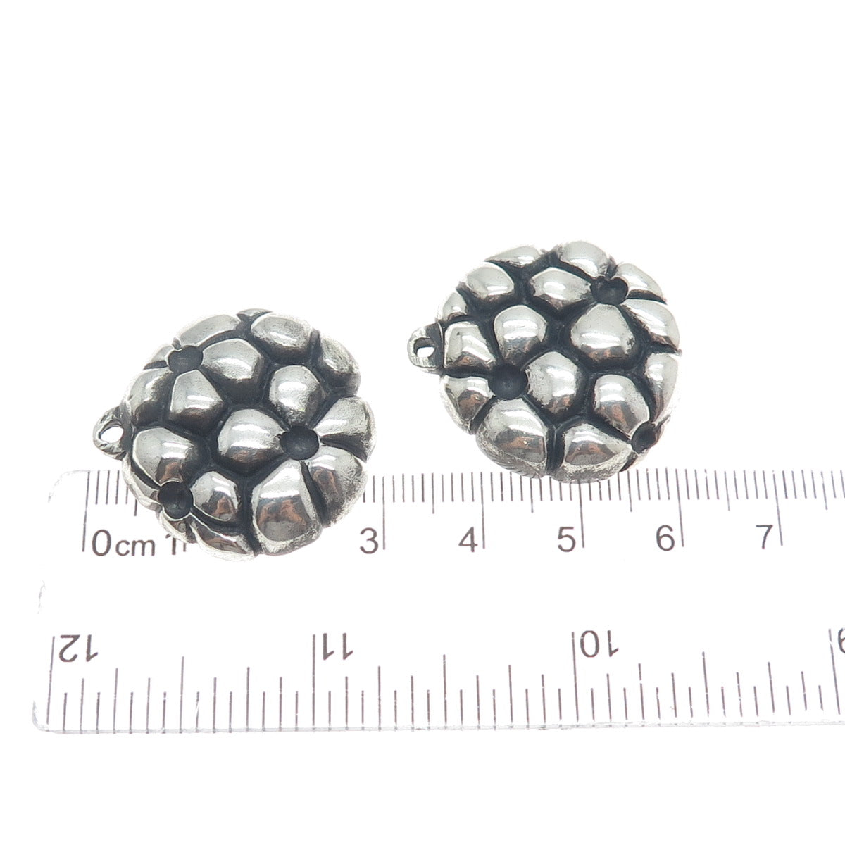 925 Sterling Silver Vintage Floral Oxidized Jacket Earrings