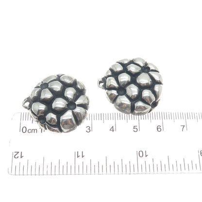 925 Sterling Silver Vintage Floral Oxidized Jacket Earrings