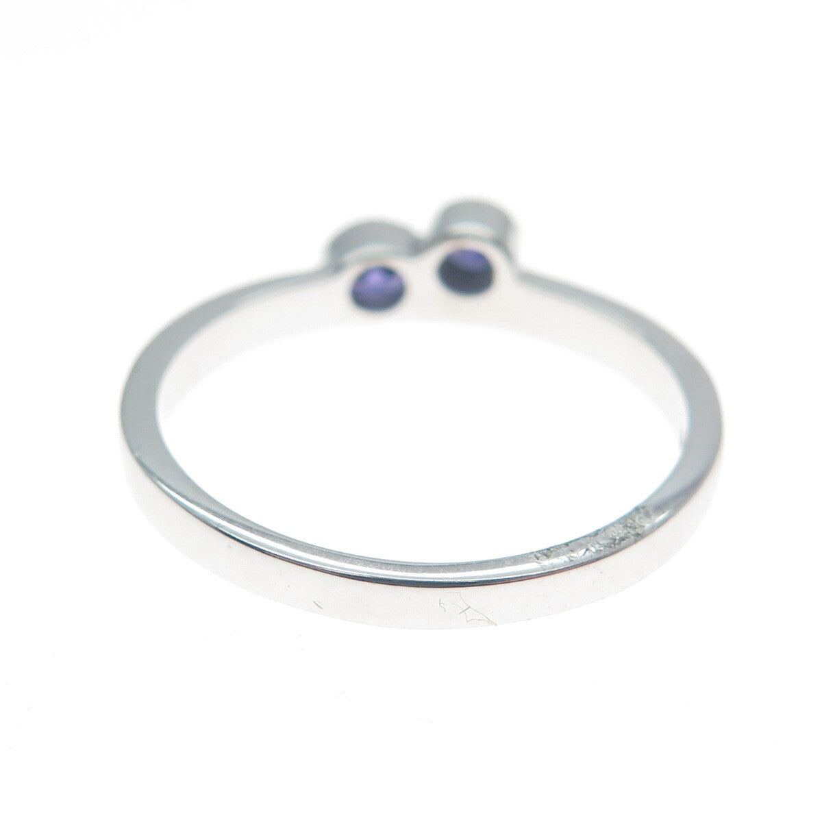 925 Sterling Silver Round-Cut Purple C Z Ring Size 8
