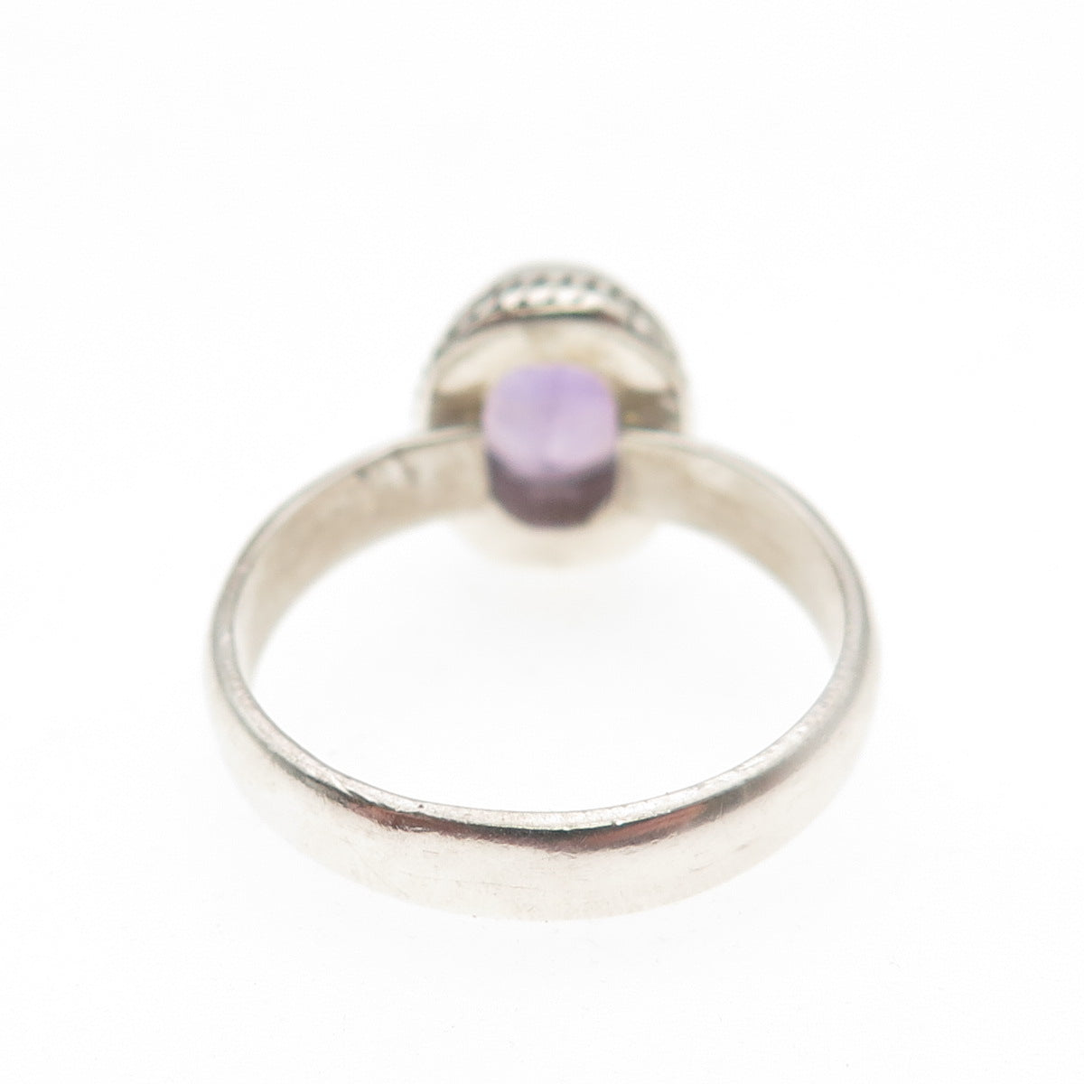 925 Sterling Silver Vintage Real Oval-Cut Amethyst Ring Size 8