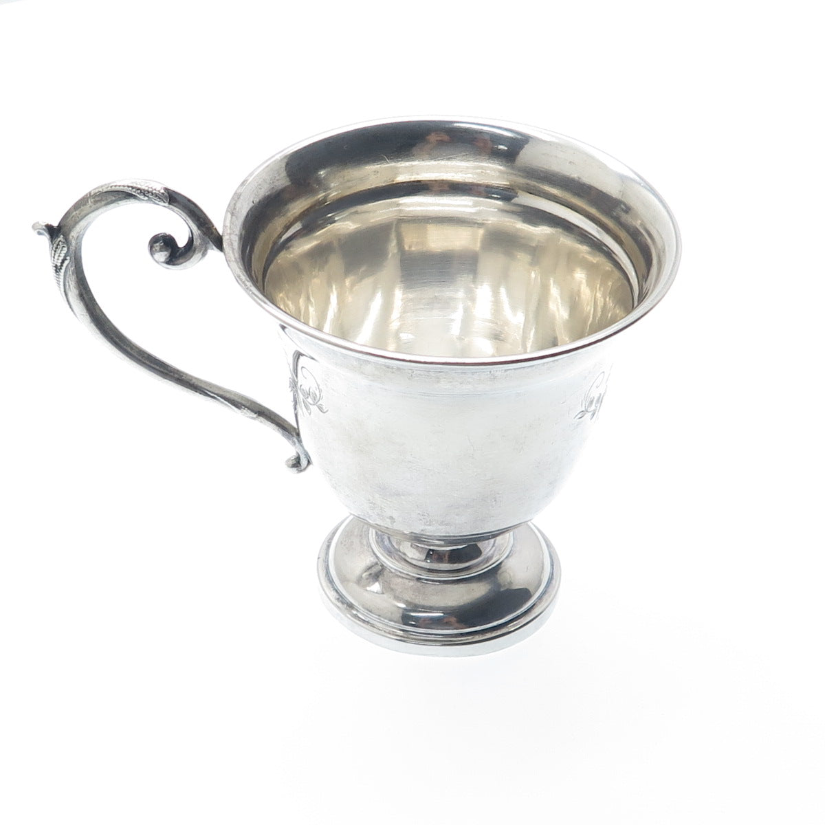 800 Silver Antique WWII Engraved Berlin Judaica Floral Teacup