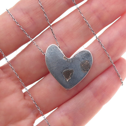 Richard Lindsey Sterling Silver & Gold Vintage Heart Cable Chain Necklace 18"