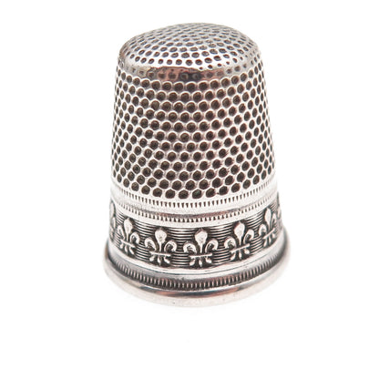 925 Sterling Silver Antique Art Deco Fleur de Lis Sewing Thimble
