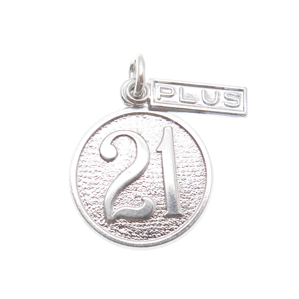 WELLS 925 Sterling Silver Vintage 21 Plus Minimalist Charm Pendant