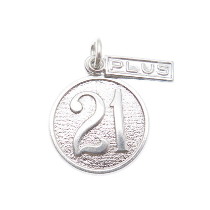 WELLS 925 Sterling Silver Vintage 21 Plus Minimalist Charm Pendant
